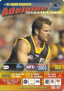 2003 Team Zone AFL Team #47 Mark Ricciuto Front